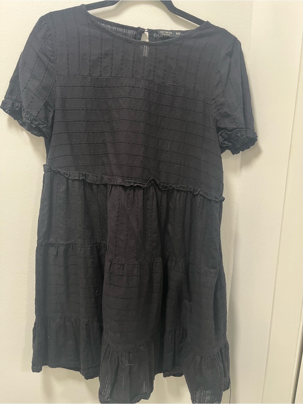 Cotton On | Black Tiered Short Sleeve Dress | size M